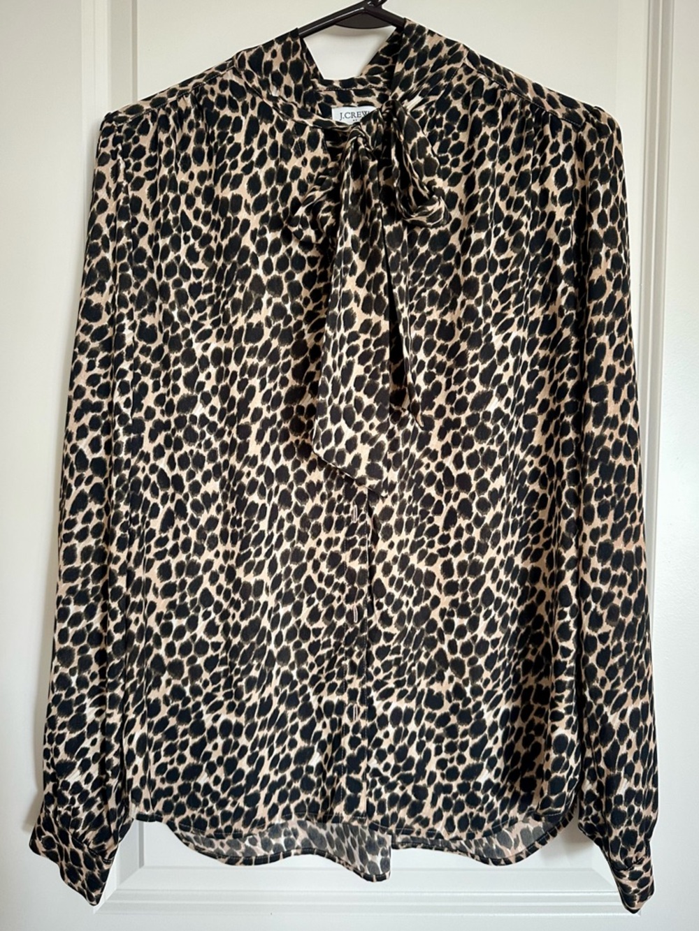 J. Crew Leopard-Print Bow Tie Blouse